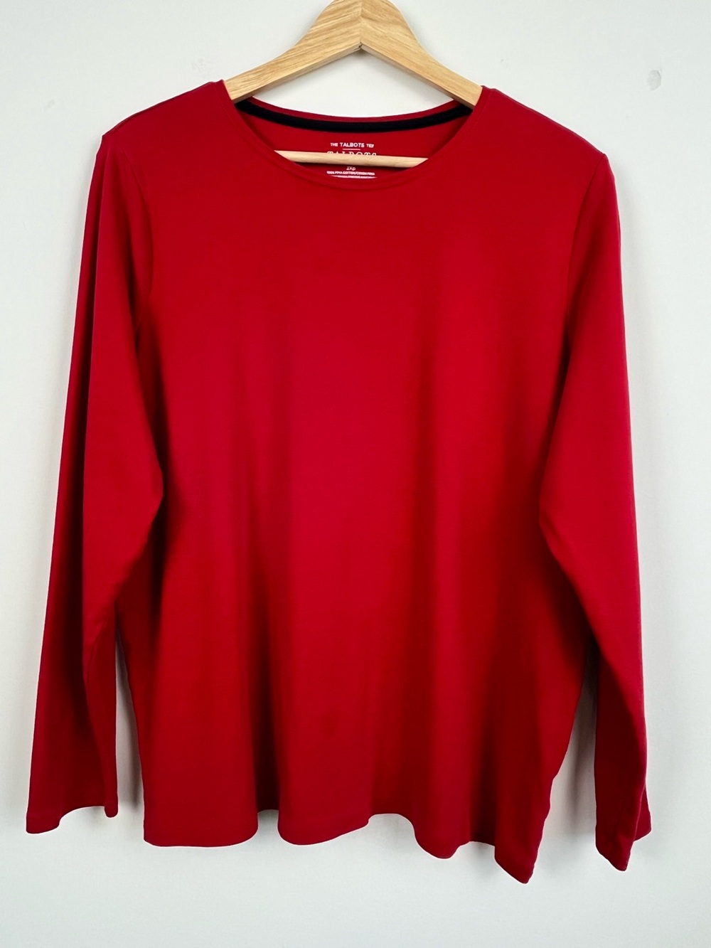 Talbots The Talbots Tee Pima cotton red long sleeve t-shirt, 2X Petite.